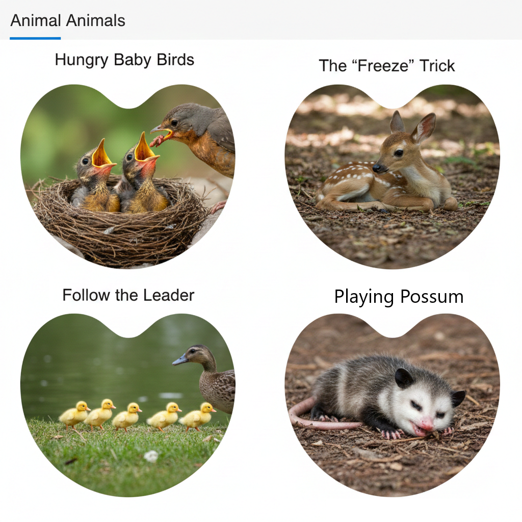 Parent teaching Young how to find food